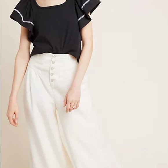 NWT Anthropologie Maeve Sherman Flutter Sleeve Shirt Size Small - Picture 3 of 10